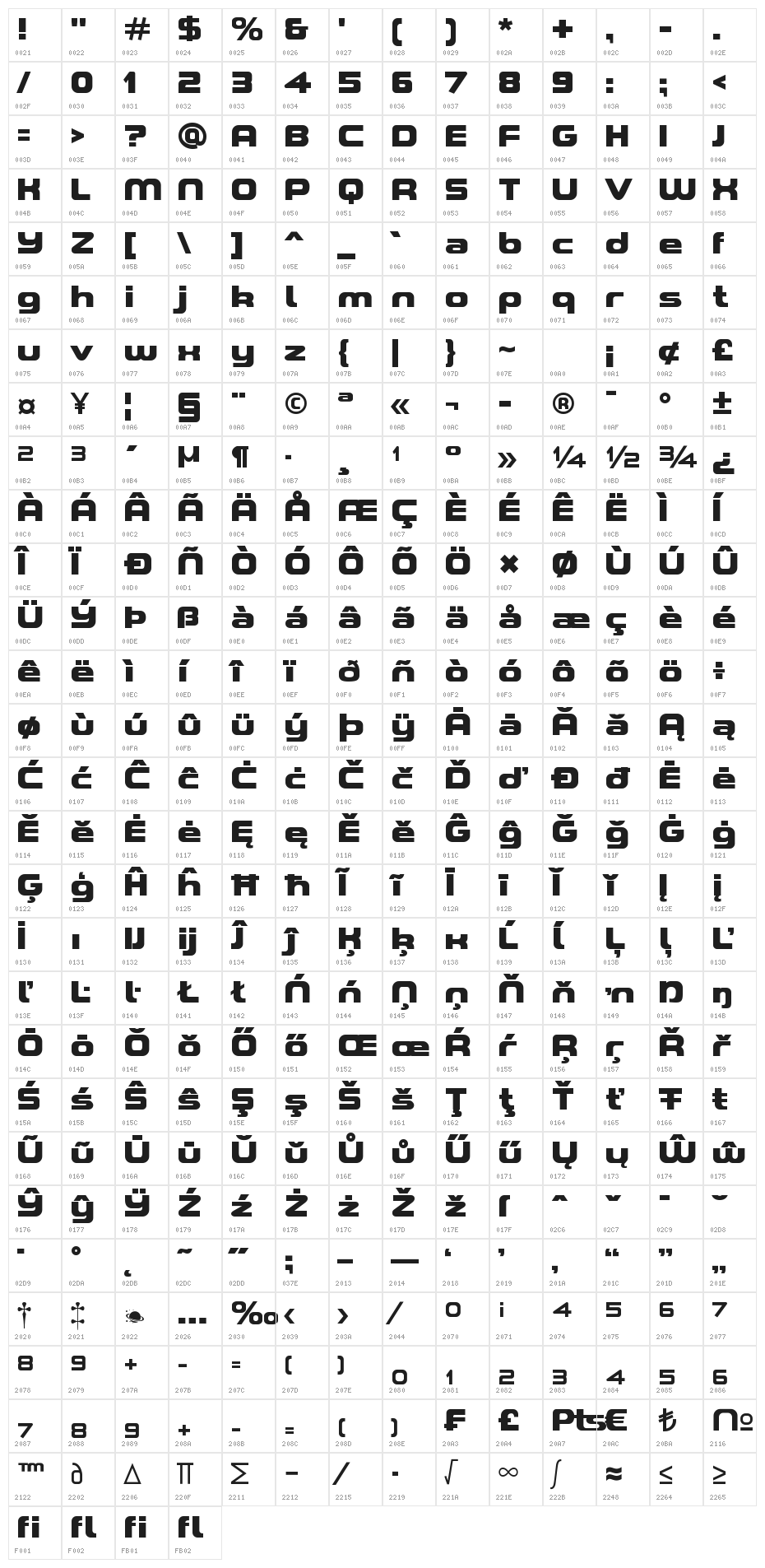 A-Space Black Demo Character Map
