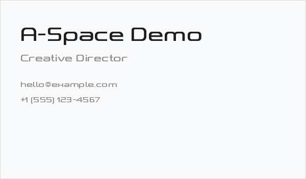 A-Space Demo Business Card