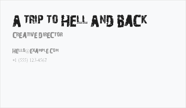 A Trip To Hell And Back Business Card