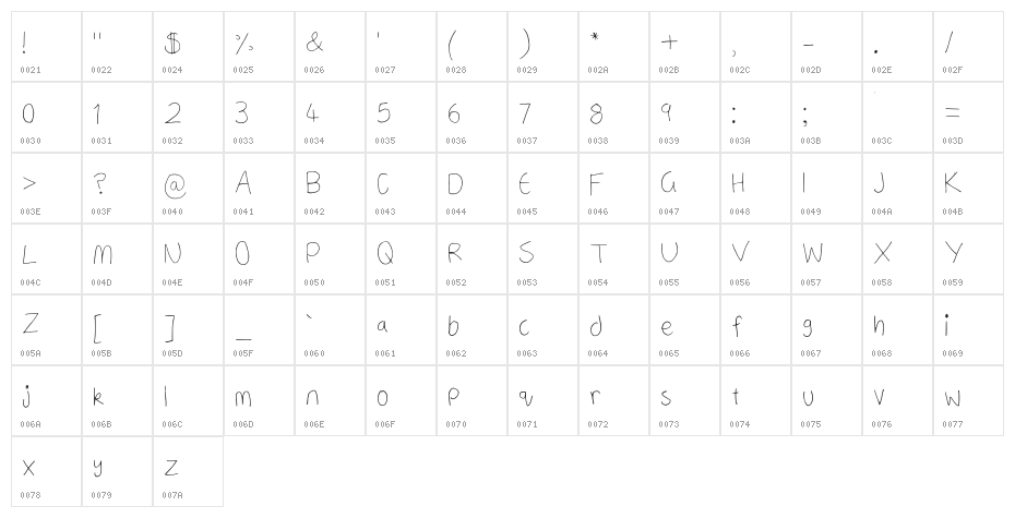 a neatish font Regular Character Map