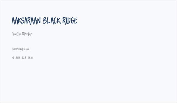 AAKSARAAN BLACK RIDGE Business Card