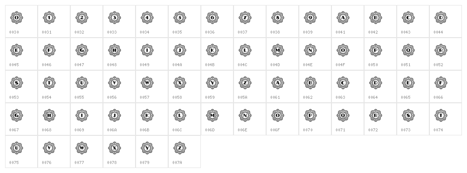 Aafia Capitals Regular Character Map