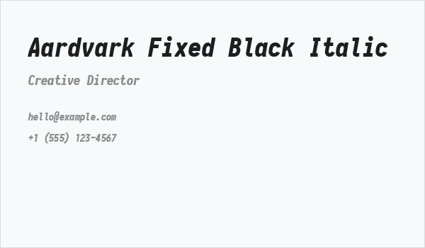 Aardvark Fixed Black Italic Business Card