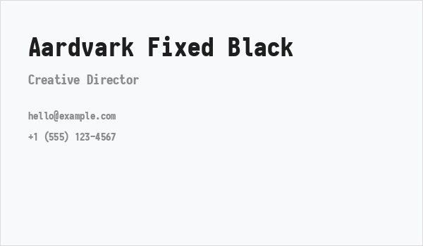 Aardvark Fixed Black Business Card
