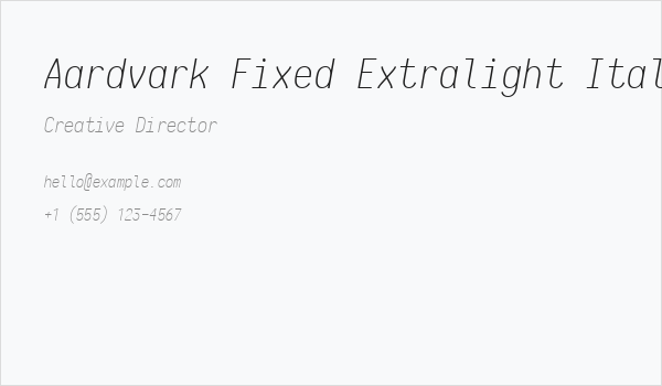 Aardvark Fixed Extralight Italic Business Card