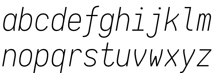 Aardvark Fixed Extralight Italic Font LOWERCASE