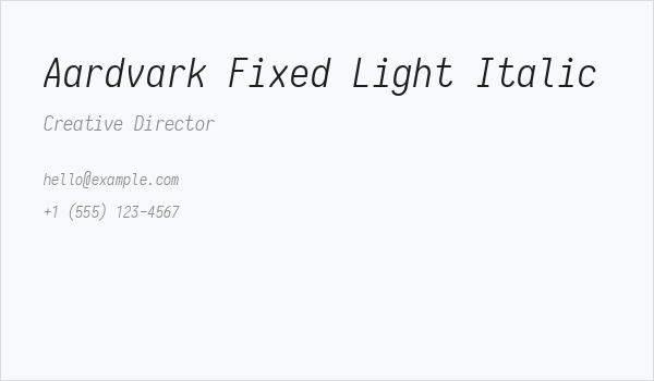 Aardvark Fixed Light Italic Business Card