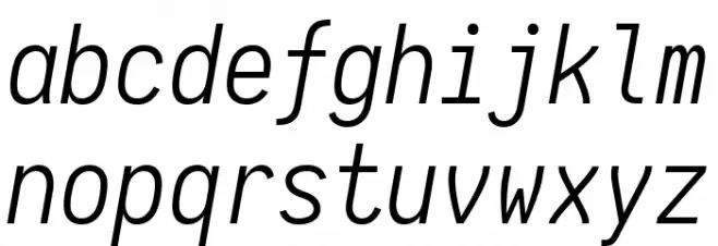Aardvark Fixed Light Italic Schriftart Kleinbuchstaben