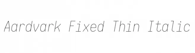 Aardvark Fixed Thin Italic  Скачать бесплатные шрифты
