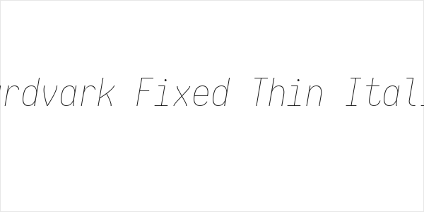 Aardvark Fixed Thin Italic Logo