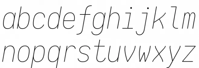 Aardvark Fixed Thin Italic फ़ॉन्ट लोअरकेस