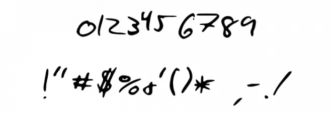Aaron's Hand Font OTHER CHARS