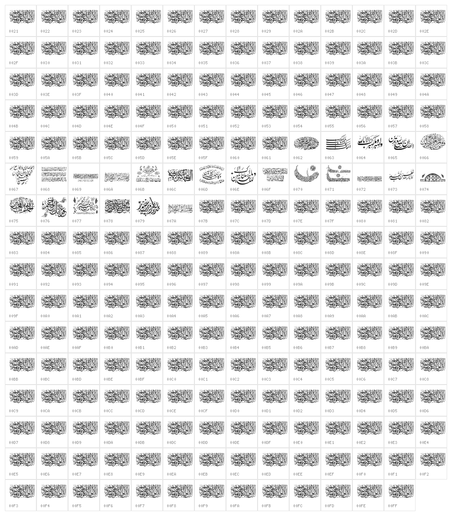 Aayat Quraan 13 Character Map