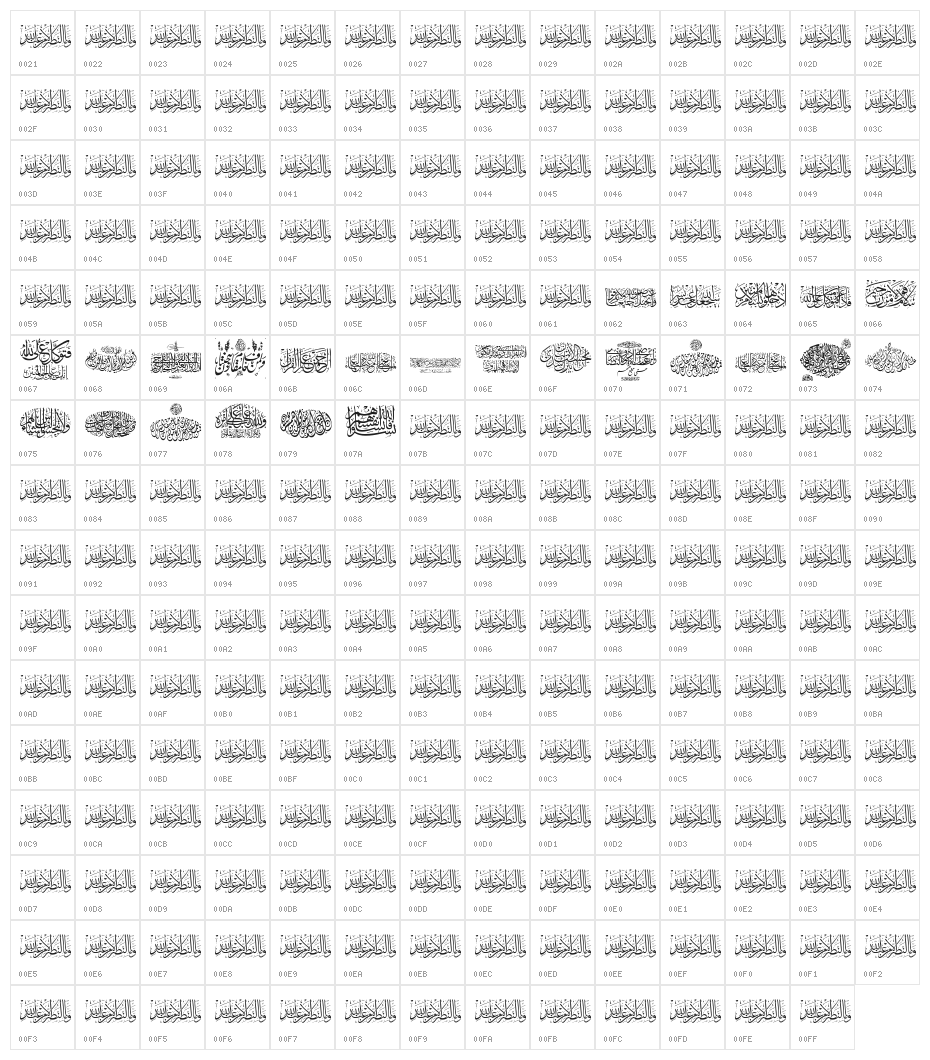 Aayat Quraan 1 Character Map