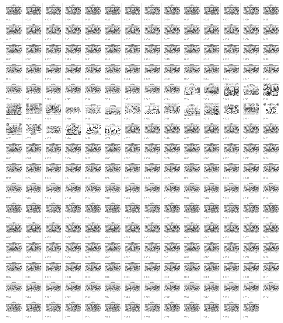 Aayat Quraan 27 Character Map
