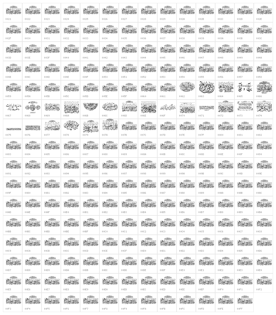 Aayat Quraan 3 Character Map