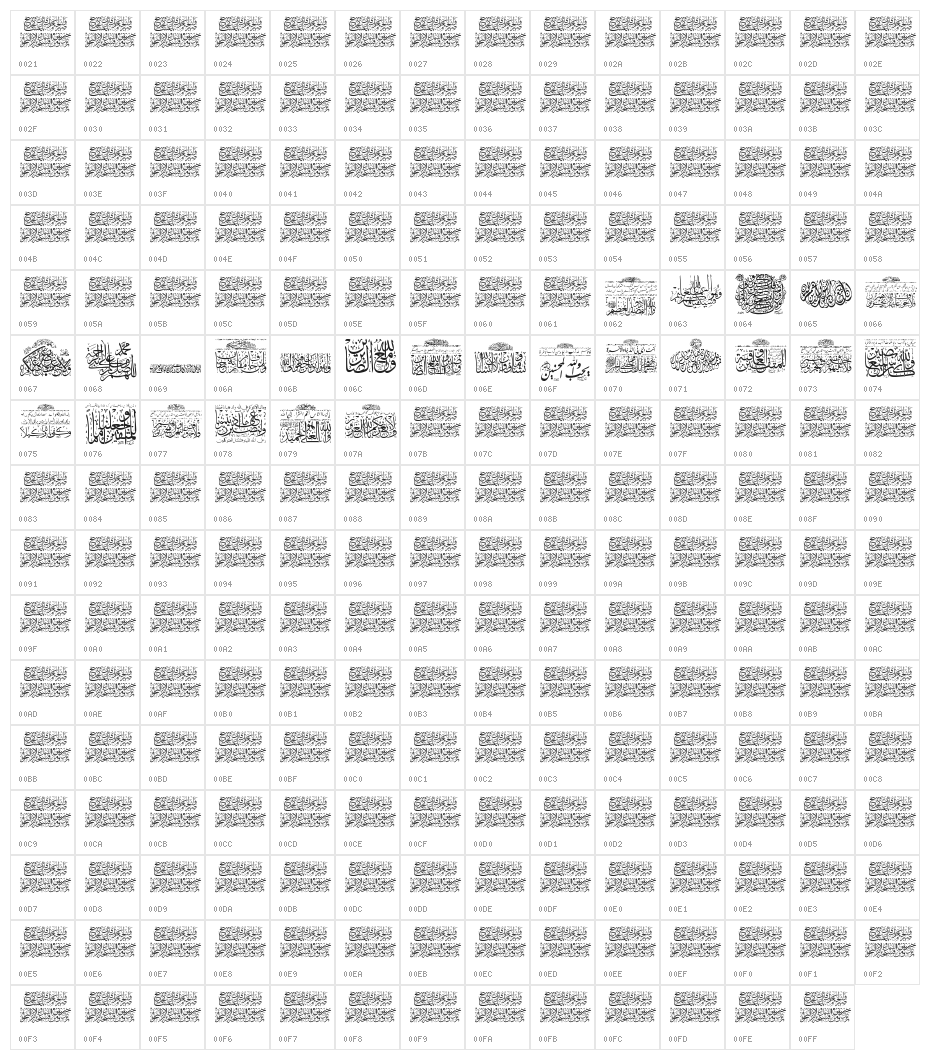 Aayat Quraan 4 Character Map