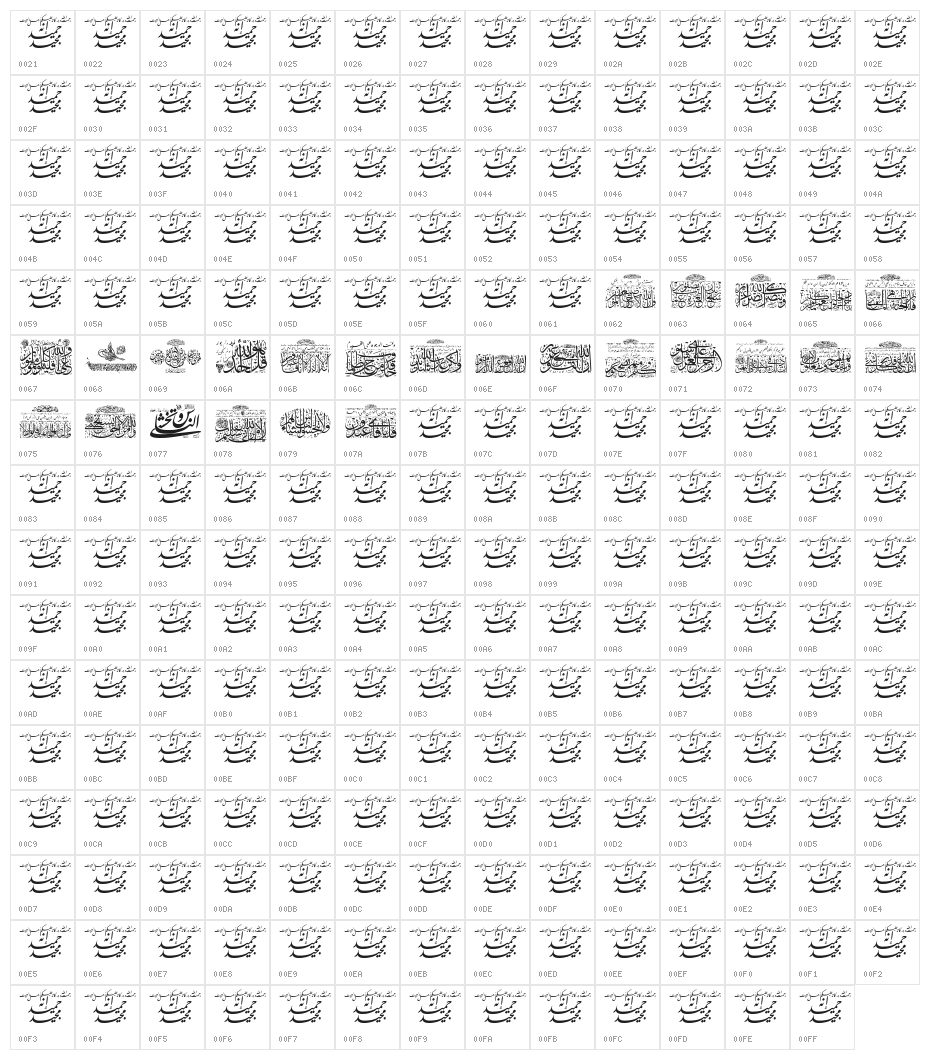 Aayat Quraan 5 Character Map
