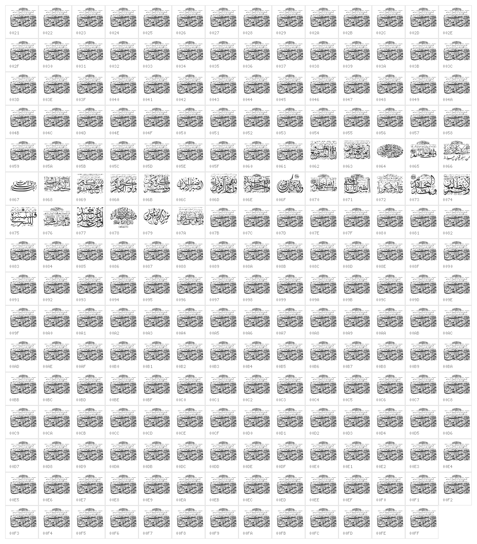Aayat Quraan 7 Character Map