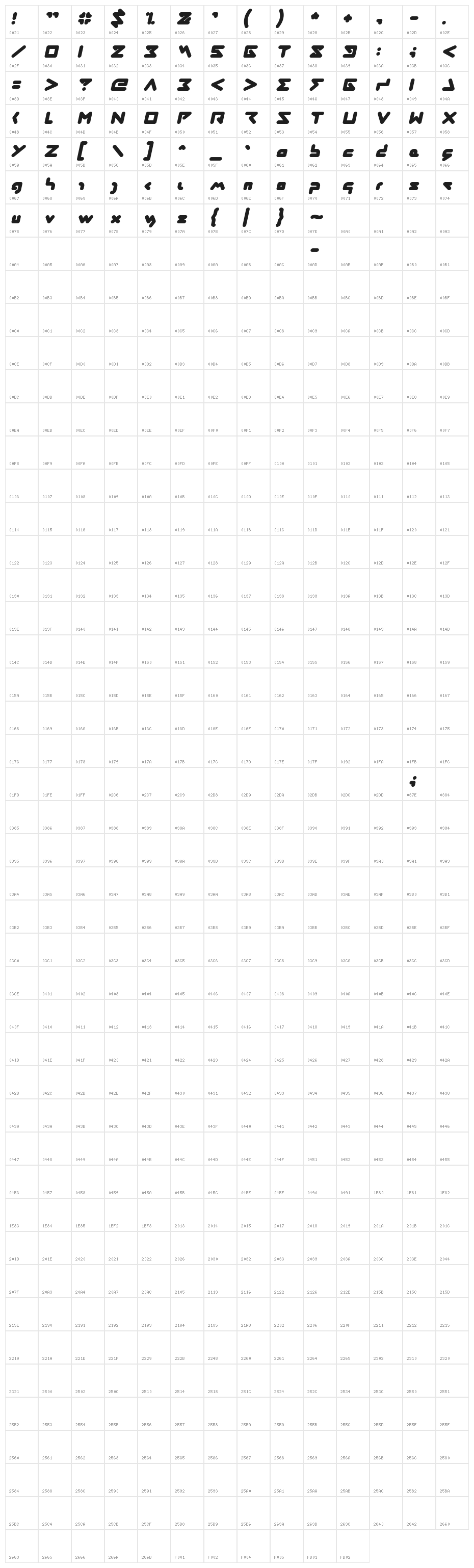 ABSTRASCTIK Italic Character Map