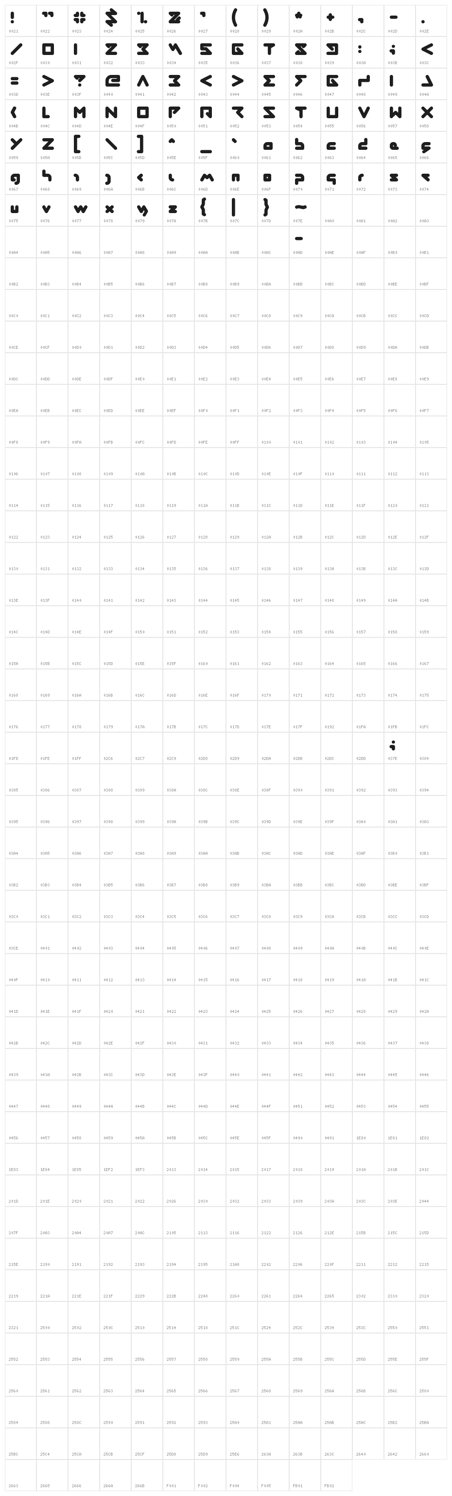 ABSTRASCTIK-Light Character Map