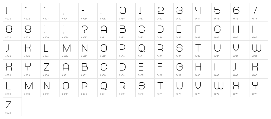 Abandoned Bold Character Map
