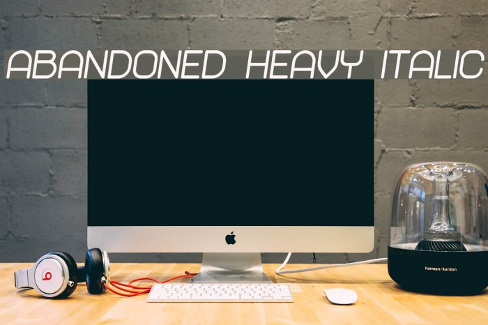 Abandoned Heavy Italic Font examples