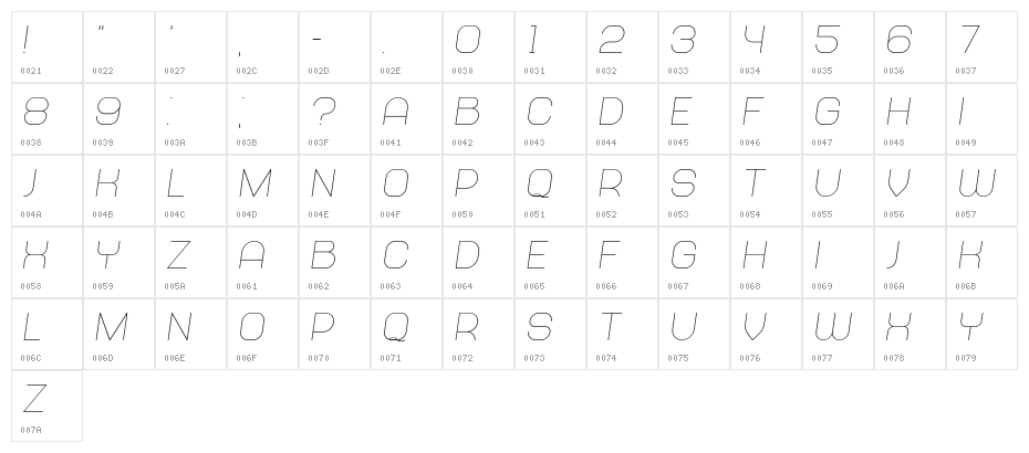 Abandoned Italic Character Map