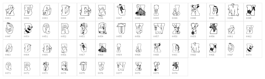Abcdaire Enfantin Character Map