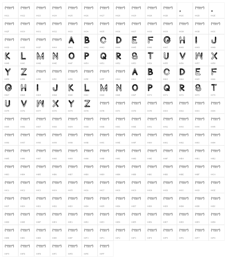 Abduco Character Map