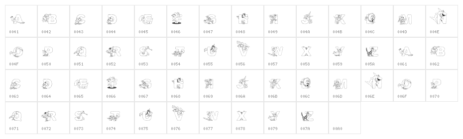 AbecedarianZoo Character Map