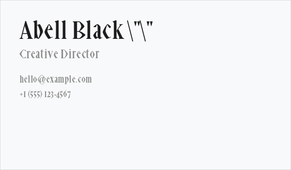 Abell Black "" Business Card