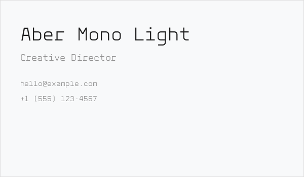 Aber Mono Light Business Card