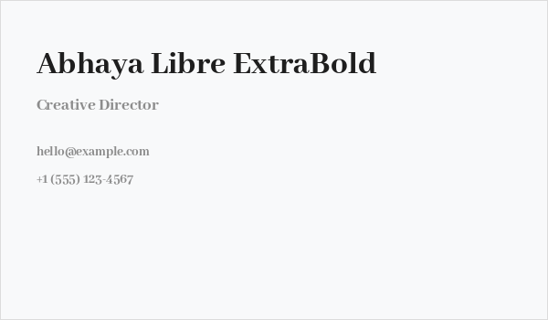Abhaya Libre ExtraBold Business Card
