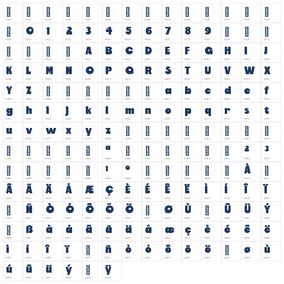 Abolda-Demo Regular Character Map