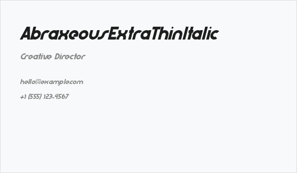 AbraxeousExtraThinItalic Business Card