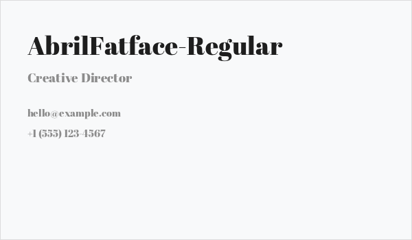 AbrilFatface-Regular Business Card