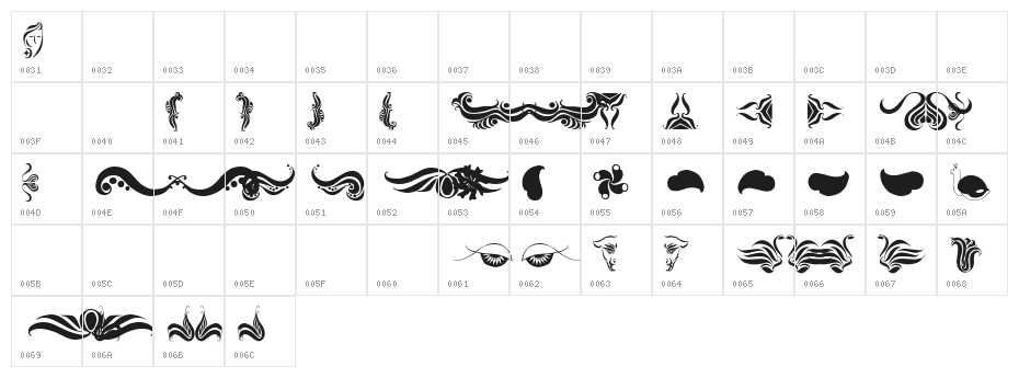 Absinth Flourishes I Character Map