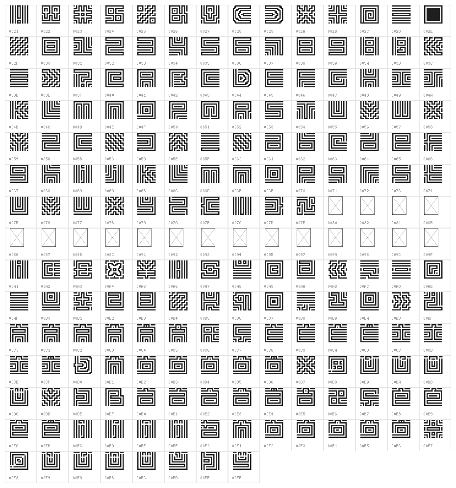Absinthelyric Print Regular Character Map