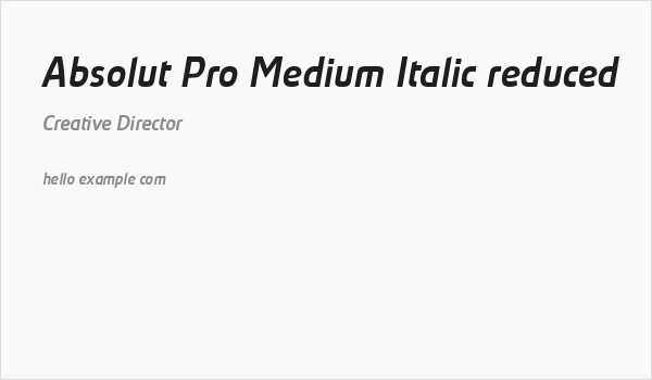 Absolut Pro Medium Italic reduced Business Card