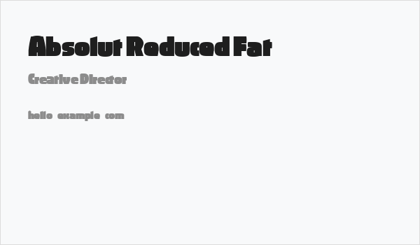 Absolut Reduced Fat Business Card