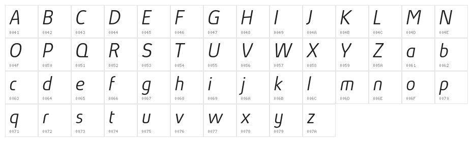 AbsolutPro-LightIt Character Map