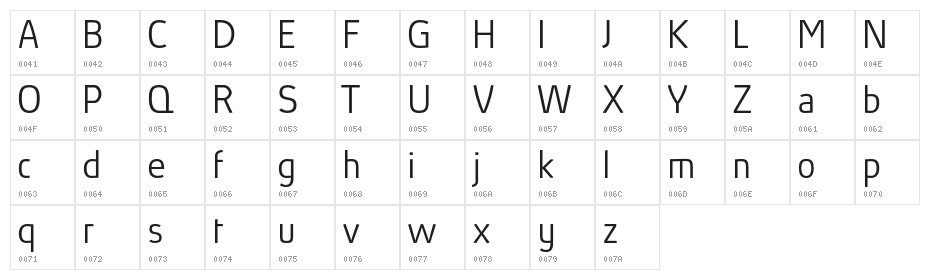 AbsolutPro-Light Character Map