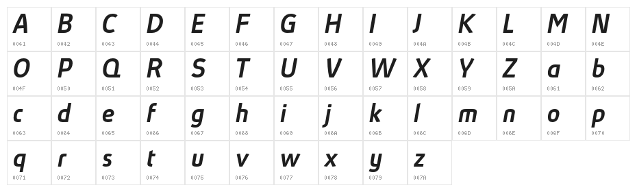 AbsolutPro-MediumIt Character Map