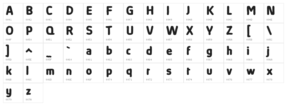 AbsolutSketchRed-Bold Character Map