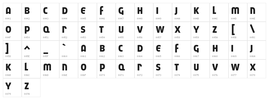 AbsolutUnicaseRed-Bold Character Map