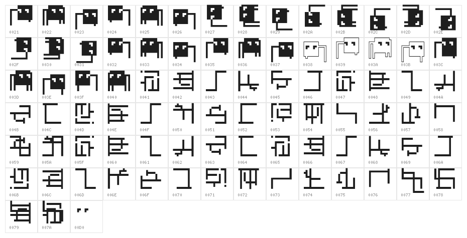 AbstractaGrid Character Map