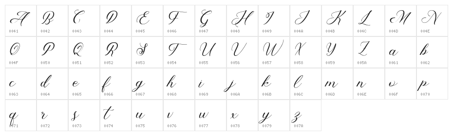 Abundant Script DEMO Regular Character Map