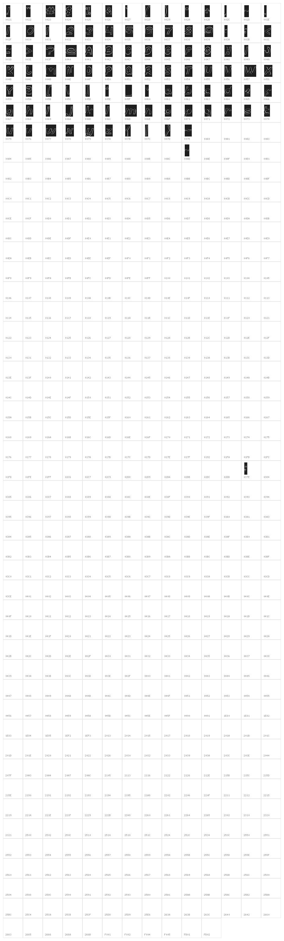 abc-Hollow-Inverse Character Map