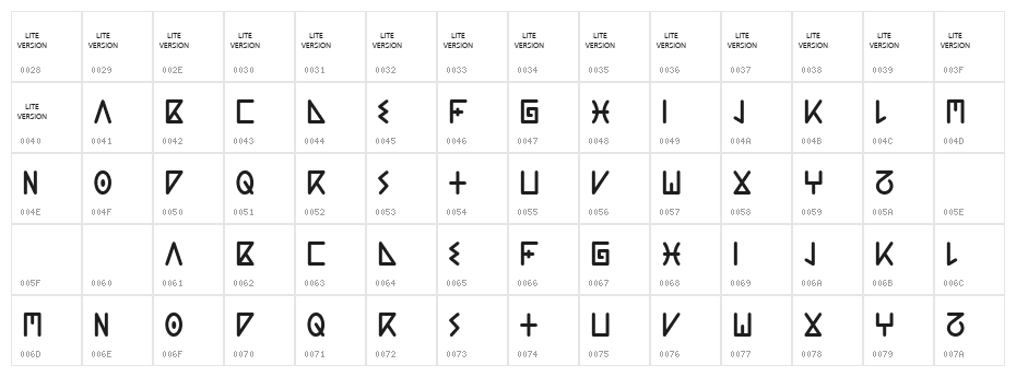 AC Guanche Lite Character Map